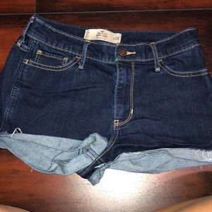 Hollister high rise dark wash jean shorts
